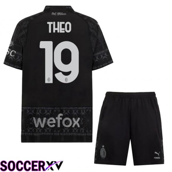 AC Milan (Theo 19) Kids Soccer Jersey Fourth Black 2023/2024