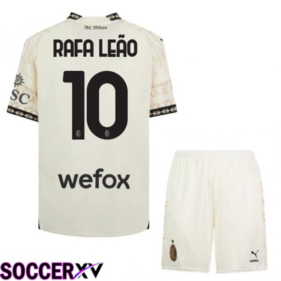 AC Milan (Rafa Leão 10) Kids Soccer Jersey Fourth Yellow 2023/2024