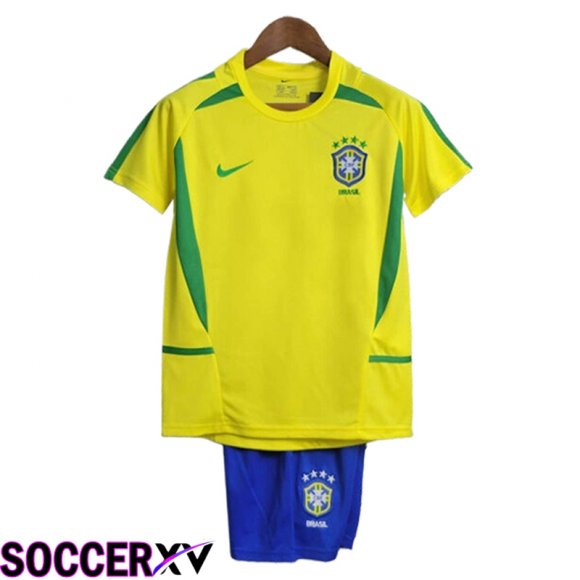 Brazil Retro Kids Soccer Jersey Home 2002