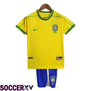 Brazil Retro Kids Soccer Jersey Home 1998