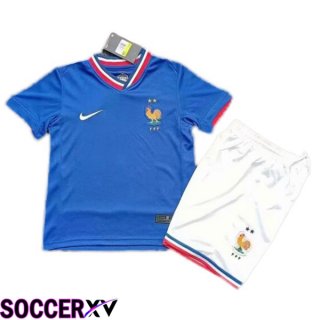 France Kids Soccer Jersey Home Blue Version Fuite UEFA Euro 2024