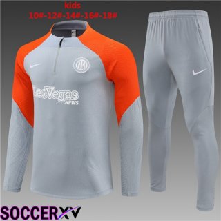 Inter Milan Kids Training Tracksuit Suit Grey Orange 2024/2025