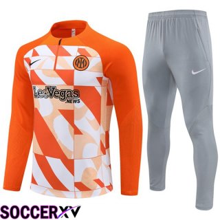 Inter Milan Training Tracksuit Suit White Orange 2024/2025