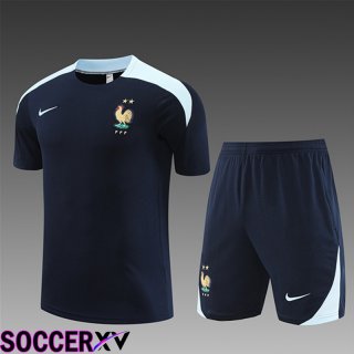 France Kids Training T Shirt + Shorts Ocean Blue 2023/2024