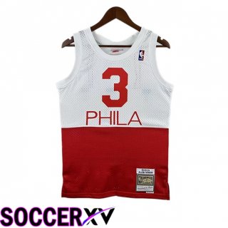 NBA Philadelphia 76ers (Allen Iverson 3)Jersey Retro White Red 2003-2004