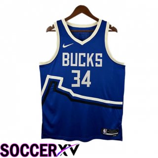 NBA Milwaukee Bucks(Giannis Antetokounmpo 34)Jersey Blue 2024/2025