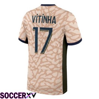 Paris PSG (Vitinha 17) Soccer Jersey Fourth Pink 2023/2024