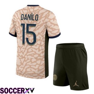 Paris PSG (Danilo 15) Kids Soccer Jersey Fourth Pink 2023/2024