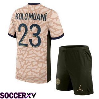 Paris PSG (Kolo Muani 23) Kids Soccer Jersey Fourth Pink 2023/2024