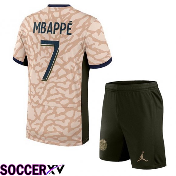 Paris PSG (Mbappé 7) Kids Soccer Jersey Fourth Pink 2023/2024