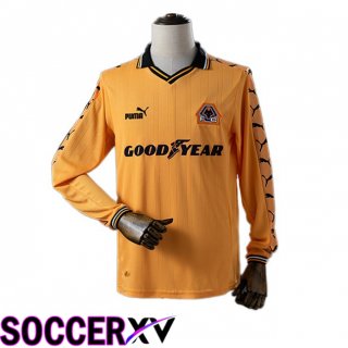 Wolves Retro Home Soccer Jersey Long sleeve Yellow 1998-1999