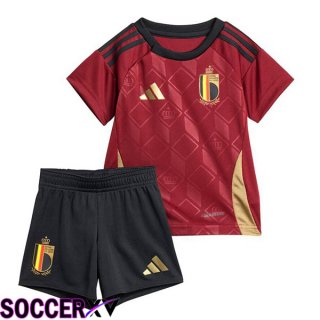 Belgium Kids Home Soccer Jersey Red UEFA Euro 2024