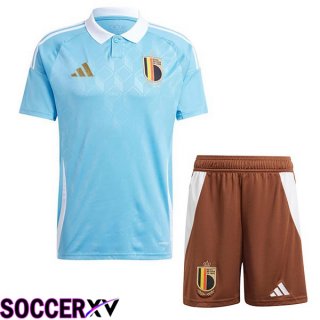 Belgium Kids Away Soccer Jersey Blue UEFA Euro 2024