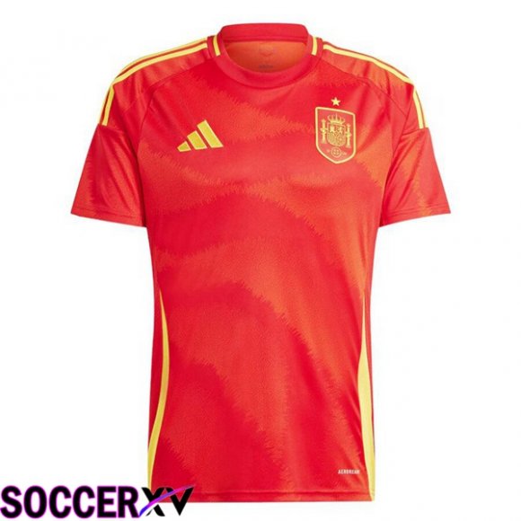 Spain Home Soccer Jersey Red UEFA Euro 2024