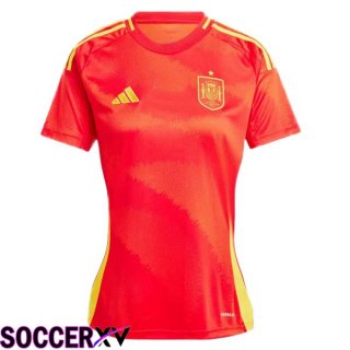 Spain Womens Home Soccer Jersey Red UEFA Euro 2024