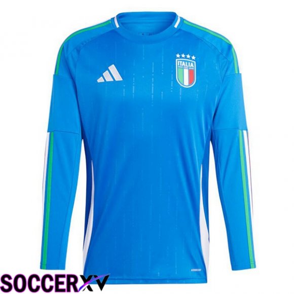 Italy Home Soccer Jersey Long sleeve Blue UEFA Euro 2024