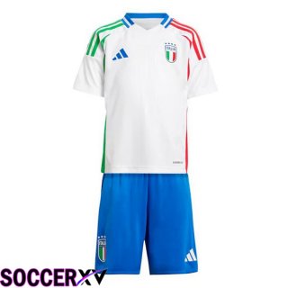 Italy Kids Away Soccer Jersey White UEFA Euro 2024