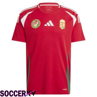 Hungary Home Soccer Jersey Red UEFA Euro 2024