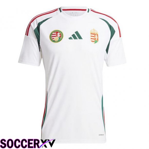 Hungary Away Soccer Jersey White UEFA Euro 2024