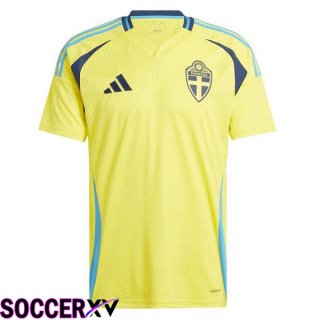 Sweden Home Soccer Jersey Yellow UEFA Euro 2024