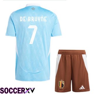 Belgium (DE BRUYNE 7) Kids Away Soccer Jersey Blue UEFA Euro 2024