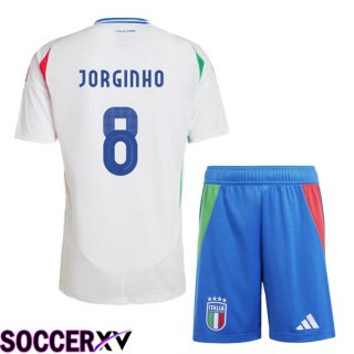 Italy (JORGINHO 8) Kids Away Soccer Jersey White UEFA Euro 2024