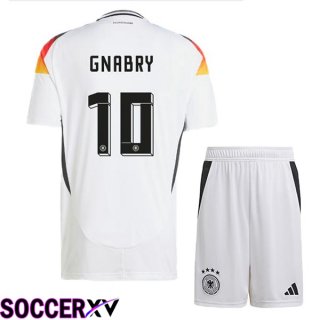 Germany (GNABRY 10) Kids Home Soccer Jersey White UEFA Euro 2024