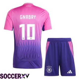 Germany (GNABRY 10) Kids Away Soccer Jersey Pink Purple UEFA Euro 2024