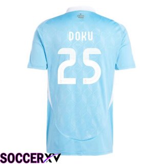 Belgium (DOKU 25) Away Soccer Jersey Blue UEFA Euro 2024