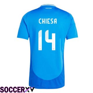 Italy (CHIESA 14) Home Soccer Jersey Blue UEFA Euro 2024