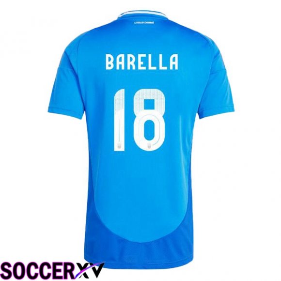 Italy (BARELLA 18) Home Soccer Jersey Blue UEFA Euro 2024