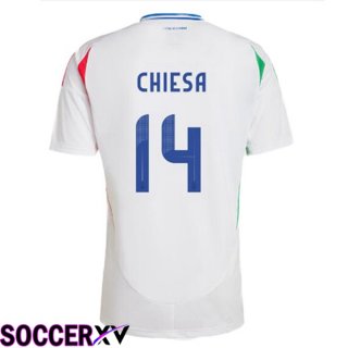 Italy (CHIESA 14) Away Soccer Jersey White UEFA Euro 2024