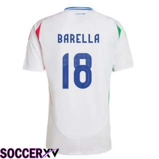 Italy (BARELLA 18) Away Soccer Jersey White UEFA Euro 2024