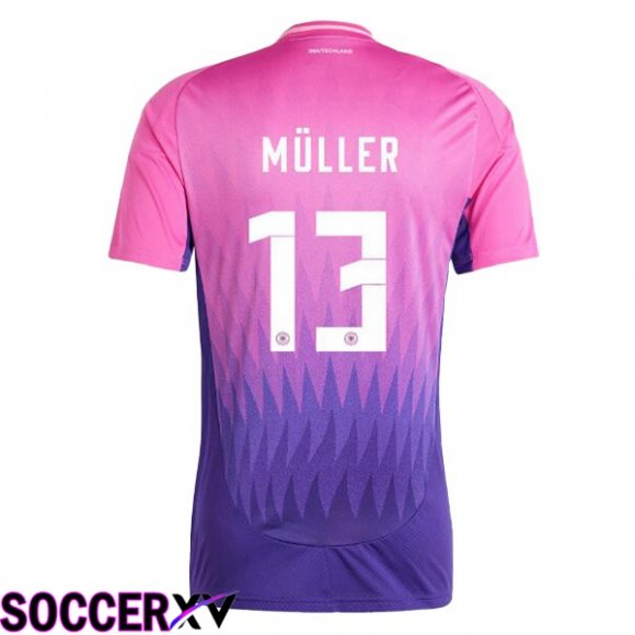 Germany (MÜLLER 13) Away Soccer Jersey Pink Purple UEFA Euro 2024