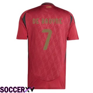 Belgium (DE BRUYNE 7) Home Soccer Jersey Red UEFA Euro 2024