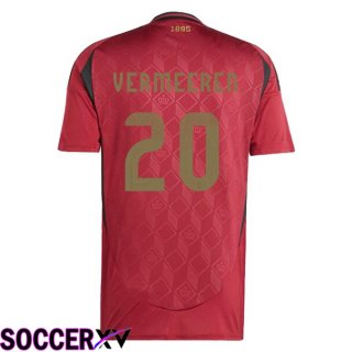 Belgium (VERMEEREN 20) Home Soccer Jersey Red UEFA Euro 2024