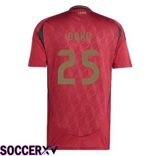 Belgium (DOKU 25) Home Soccer Jersey Red UEFA Euro 2024