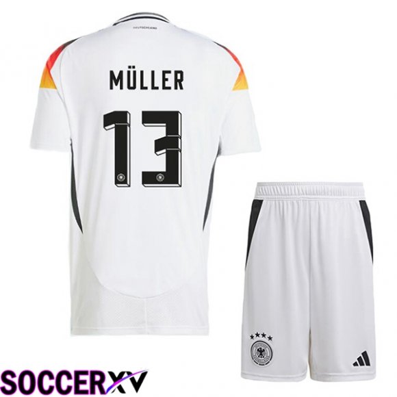 Germany (MÜLLER 13) Kids Home Soccer Jersey White 2024/2025