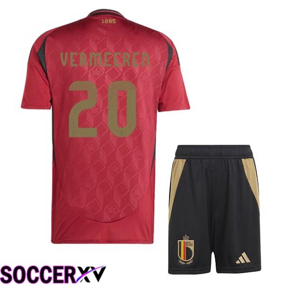 Belgium (VERMEEREN 20) Kids Home Soccer Jersey Red 2024/2025