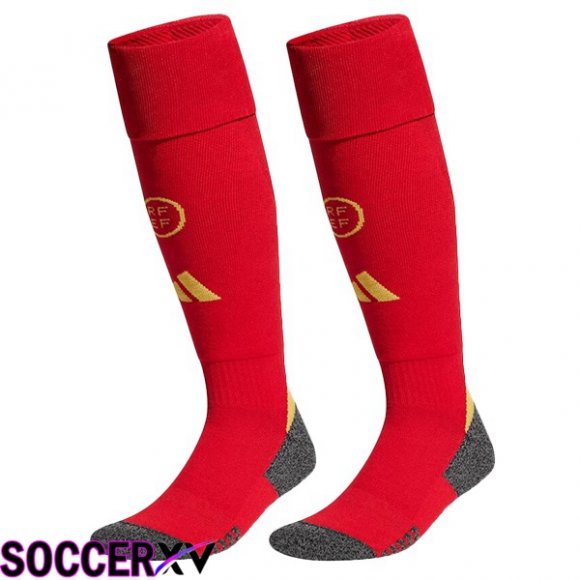 Spain Home Soccer Socks Red 2024/2025