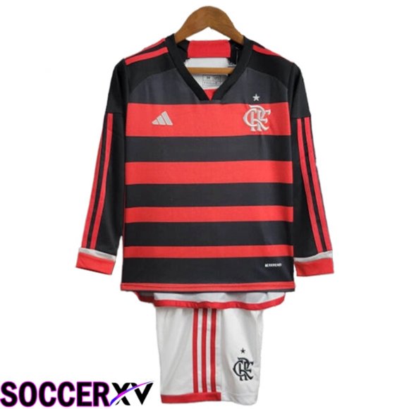 Flamengo Kids Home Soccer Jersey Long Sleeve 2024/2025