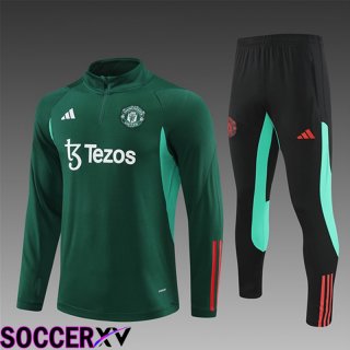 Manchester United Kids kit Training Tracksuit Green/Black 2024/2025