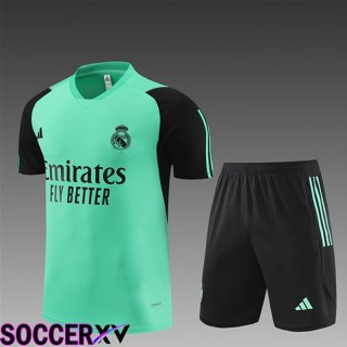 Real Madrid Kids kit Training T Shirt + Shorts Green/Black 2024/2025