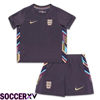 England Kids Away Soccer Jersey Purple UEFA Euro 2024