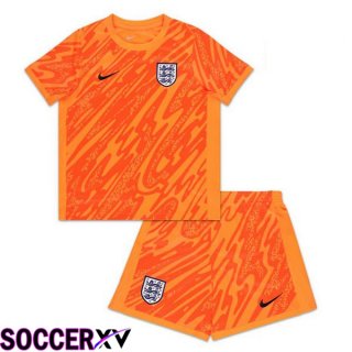 England Kids Goalkeeper Soccer Jersey Orange UEFA Euro 2024