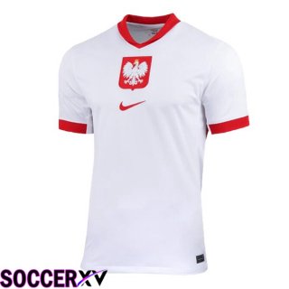 Poland Home Soccer Jersey White UEFA Euro 2024