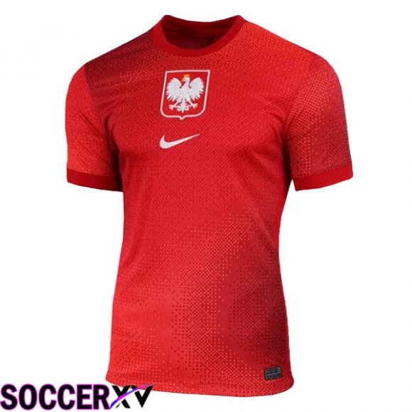 Poland Away Soccer Jersey Red UEFA Euro 2024