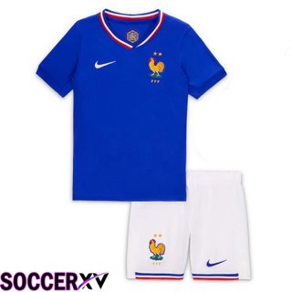 France Kids Home Soccer Jersey Blue UEFA Euro 2024