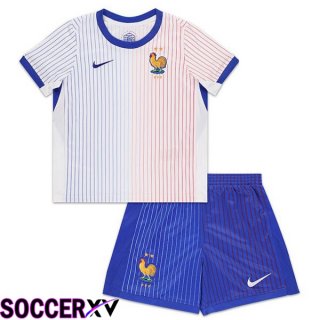 France Kids Away Soccer Jersey White UEFA Euro 2024