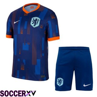 Netherlands Kids Away Soccer Jersey Royal Blue UEFA Euro 2024